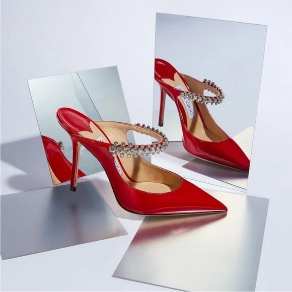 New Jimmy Choo Bing 100 Embellished High Heel Mules $1,095 37.5 - Picture 4 of 15